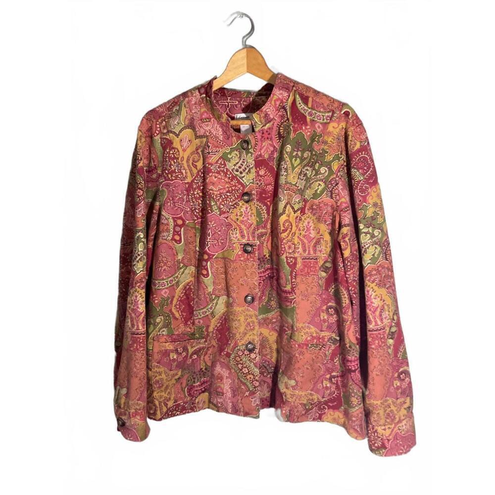 Coldwater Creek Women's Paisley Button-Up Jacket Spring XL
